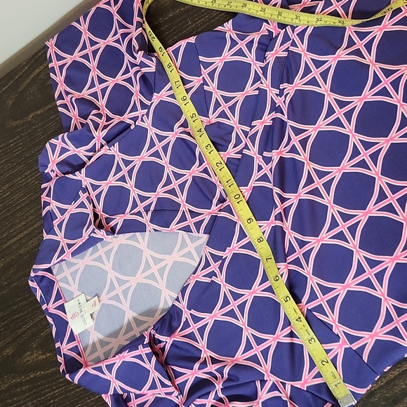 JB Julie Brown Milo Navy Blue & Pink Geometric Printed Wrap Dress XL - Picture 8 of 9